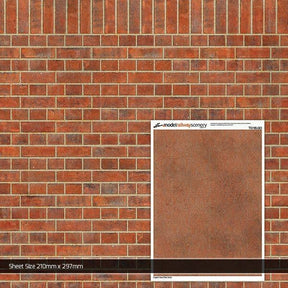 TX198-O English Bond Red Brick Texture Paper (Pack of 5) - O/7mm/1:43