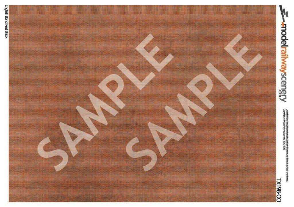 TX198-O English Bond Red Brick Texture Paper (Pack of 5) - O/7mm/1:43