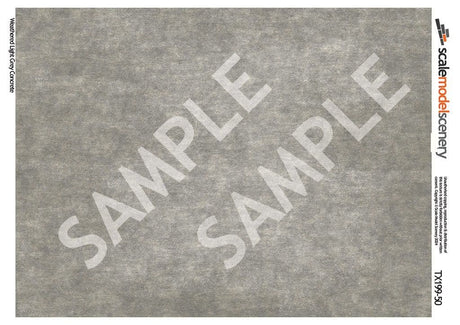 TX199-50 Weathered Light Grey Concrete Paper (Pack of 5) - 1:50 Scale