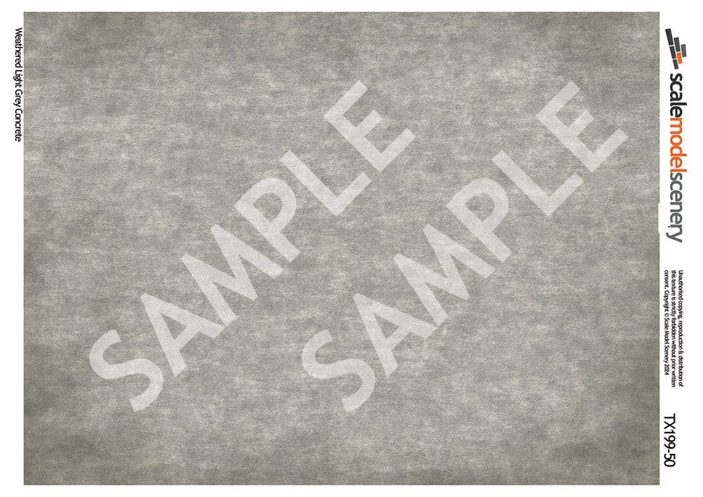 TX199-50 Weathered Light Grey Concrete Paper (Pack of 5) - 1:50 Scale