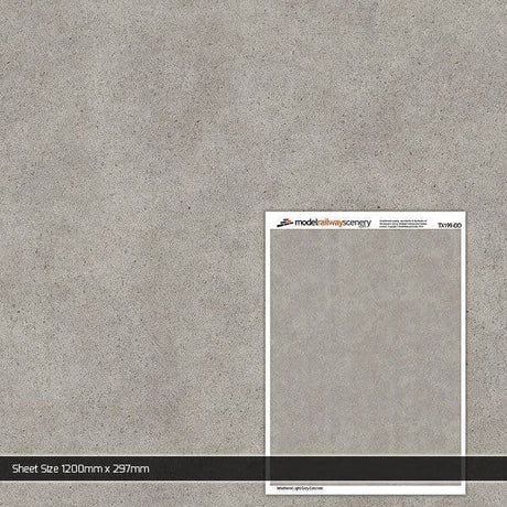 TX199-OO Weathered Light Grey Concrete Texture Paper (Pack of 5) - OO/4mm/1:76
