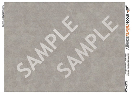 TX199-OO Weathered Light Grey Concrete Texture Paper (Pack of 5) - OO/4mm/1:76