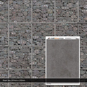 TX201-N Gabion Retaining Wall Texture Paper (Pack of 5) - N/2mm/1:148