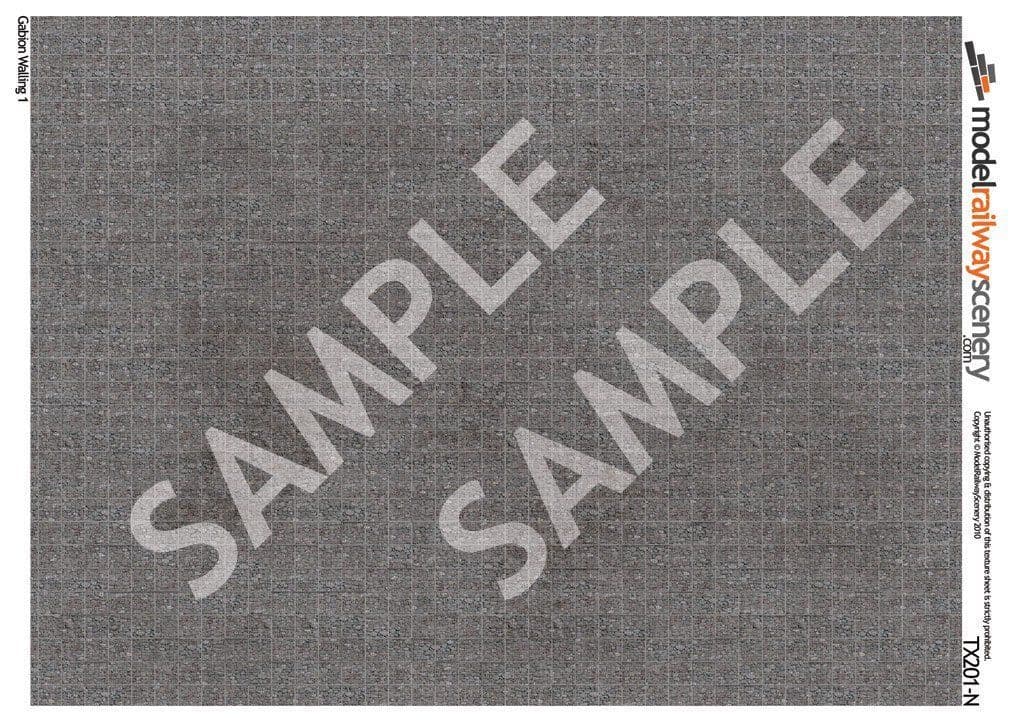 TX201-N Gabion Retaining Wall Texture Paper (Pack of 5) - N/2mm/1:148