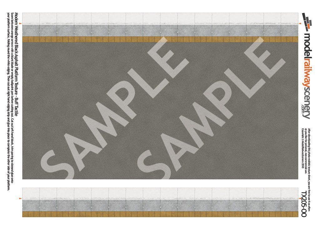 TX205-OO Weathered Black Asphalt Platform Texture Sheets (Buff Tactile Paving Pk of 5) OO/4mm/1:76