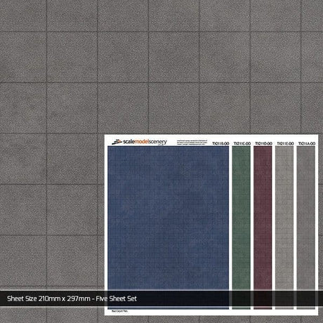 TX211-OO Carpet Tiles Texture Paper (Pack of 5) - OO/4mm/1:76