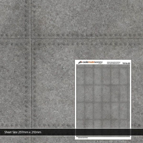 TX215-OO Galvanised Steel Panels Texture Paper (Pack of 10) - OO/4mm/1:76