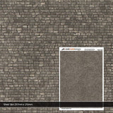 TX217-OO Rectangular Cobblestone Setts Paving  Texture Paper (Pack of 5) - OO/4mm/1:76
