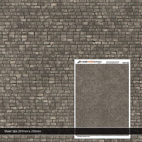 TX217-OO Rectangular Cobblestone Setts Paving  Texture Paper (Pack of 5) - OO/4mm/1:76