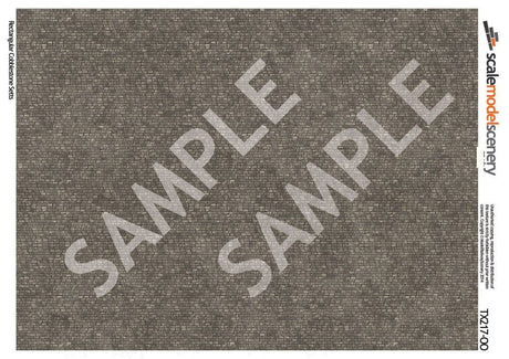 TX217-OO Rectangular Cobblestone Setts Paving  Texture Paper (Pack of 5) - OO/4mm/1:76