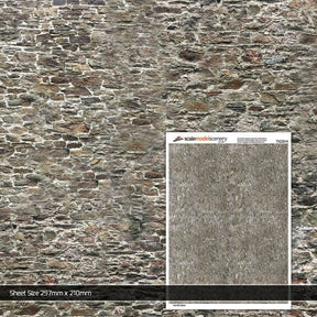 TX220-N Old Stone Wall Texture Paper (Pack of 5) - N/2mm/1:148