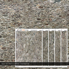 TX220-O Old Stone Wall Texture Paper (Pack of 5) - O/7mm/1:43