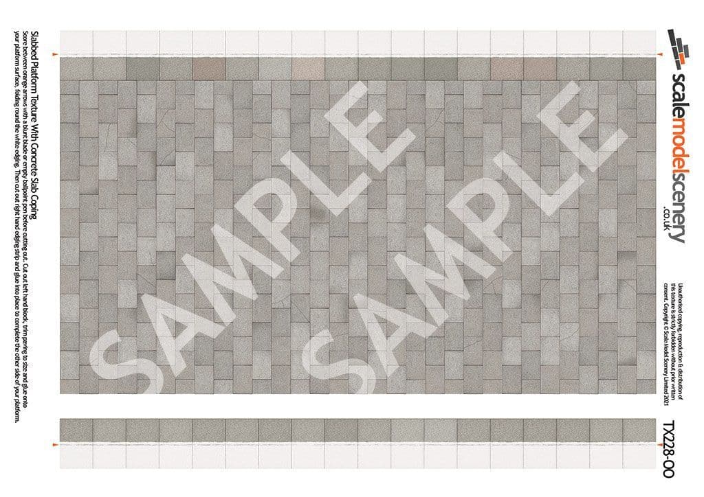 TX228-OO Concrete Slab Platform Texture Sheets With Concrete Coping ( Pk of 5) OO/4mm/1:76