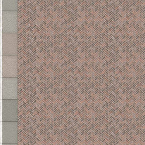 TX229-OO Herringbone Red Brick Platform Texture Sheets With Concrete Coping ( Pk of 5) OO/4mm/1:76