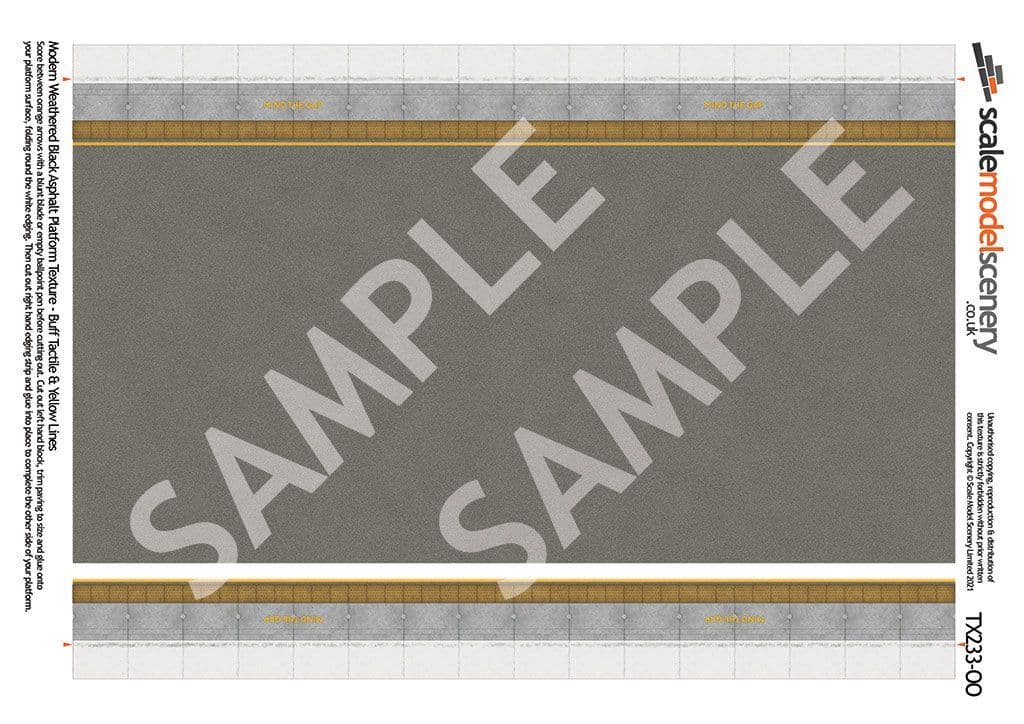 TX233-OO Asphalt Platform Sheets With Network Rail Coping & Yellow Line ( Pk of 5) OO/4mm/1:76