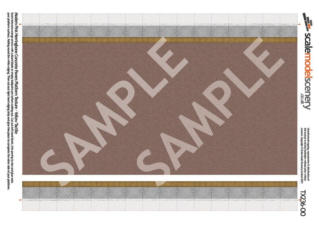 TX236-OO Pink Herringbone Platform Sheets With Network Rail Coping ( Pk of 5) OO/4mm/1:76