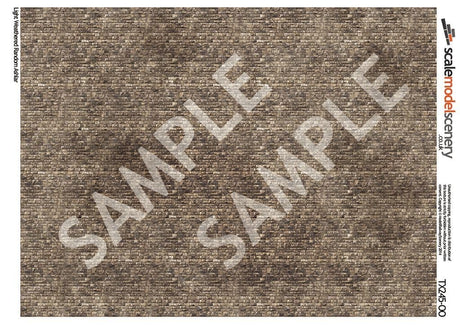 TX245-OO Light Weathered Random Ashlar Brick Texture Paper (Pack of 5) - OO/4mm/1:76
