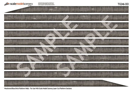 TX246-OO English Bond Weathered Blue Brick Platform Wall Wraps - OO/4mm/1:76