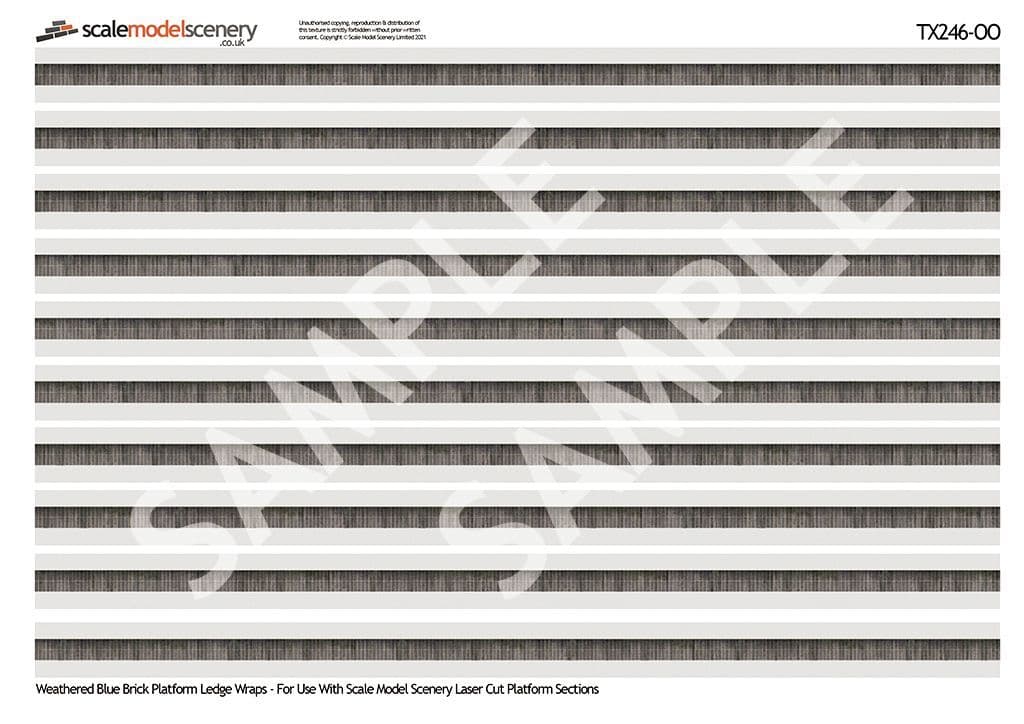 TX246-OO English Bond Weathered Blue Brick Platform Wall Wraps - OO/4mm/1:76
