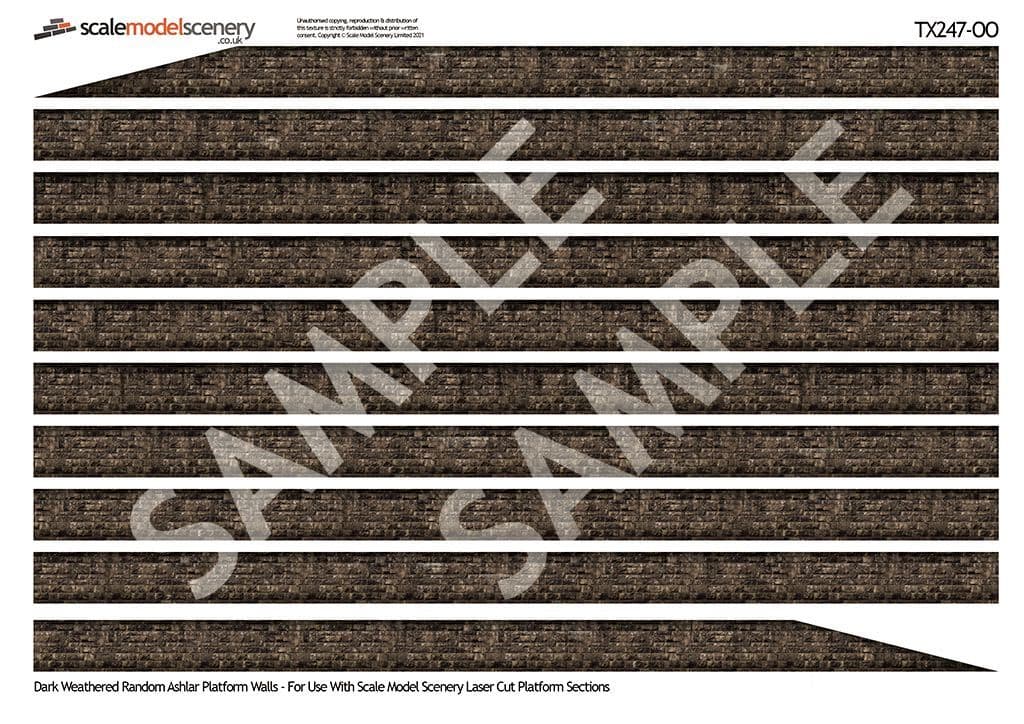 TX247-OO Dark Weathered Stone Ashlar Platform Wall Wraps - OO/4mm/1:76