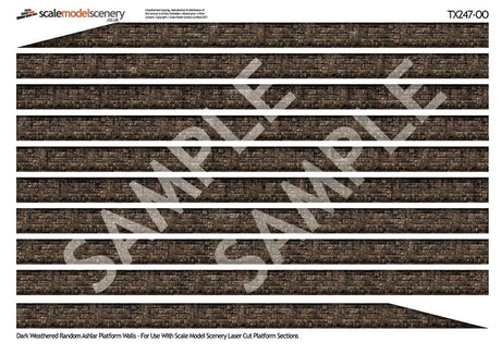 TX247-OO Dark Weathered Stone Ashlar Platform Wall Wraps - OO/4mm/1:76