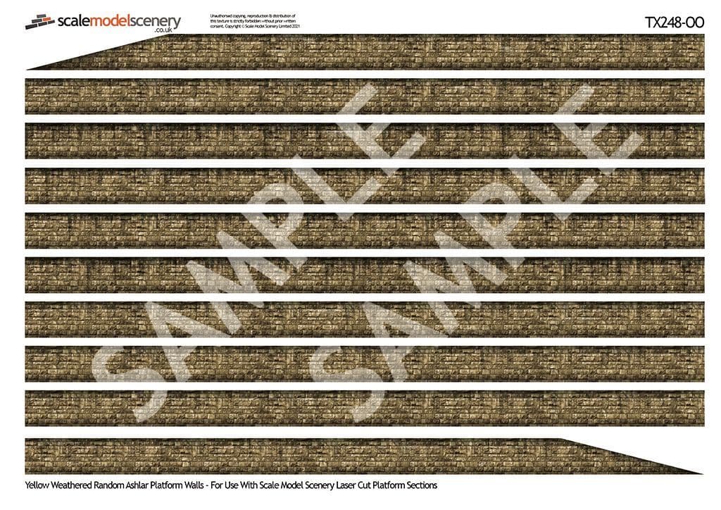 TX248-OO Yellow Weathered Stone Ashlar Platform Wall Wraps - OO/4mm/1:76