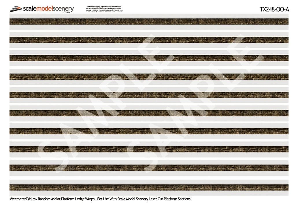 TX248-OO Yellow Weathered Stone Ashlar Platform Wall Wraps - OO/4mm/1:76