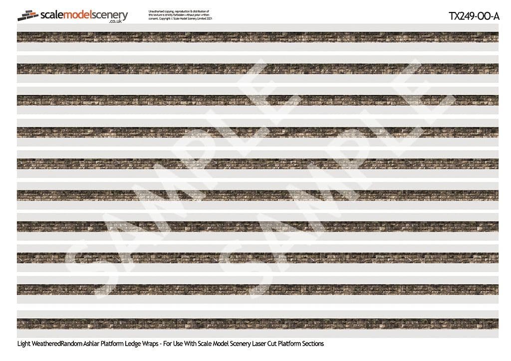 TX249-OO Light Weathered Stone Ashlar Platform Wall Wraps - OO/4mm/1:76