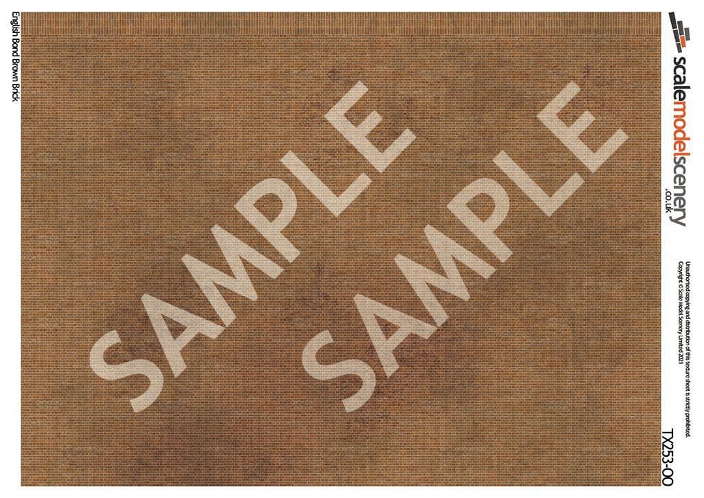 TX253-OO English Bond Brown Brick Texture Paper (Pack of 5) - OO/4mm/1:76