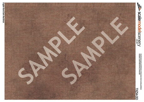 TX254-OO English Bond Dark Red Brick Texture Paper (Pack of 5) - OO/4mm/1:76
