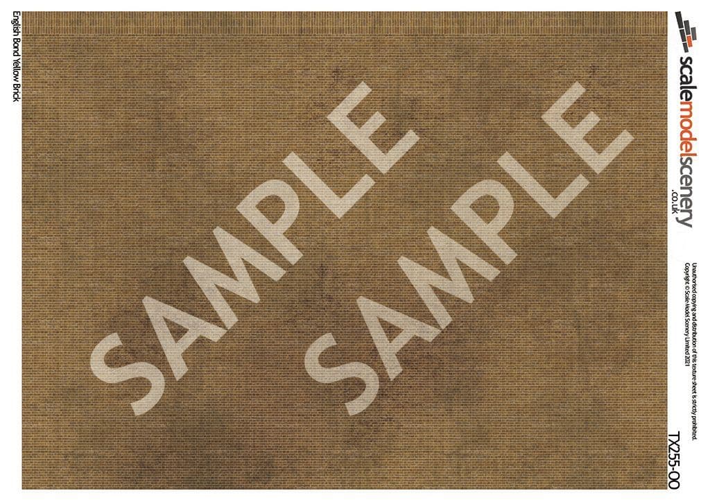 TX255-OO English Bond Yellow Brick Texture Paper (Pack of 5) - OO/4mm/1:76