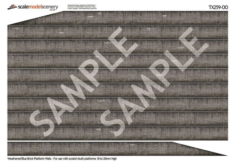 TX259-OO English Bond Weathered Blue Brick Platform Wall Wraps (18mm to 20mm high) - OO/4mm/1:76