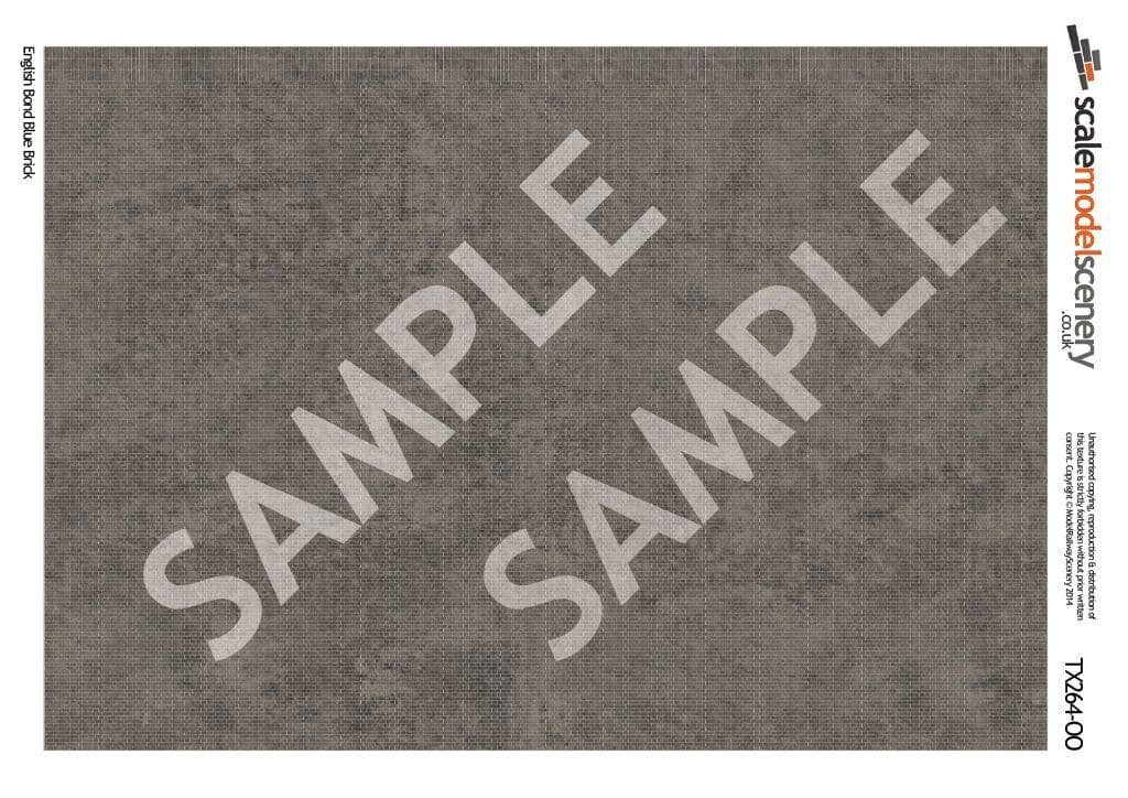 TX264-OO English Bond Blue Brick Texture Paper (Pack of 5) - OO/4mm/1:76