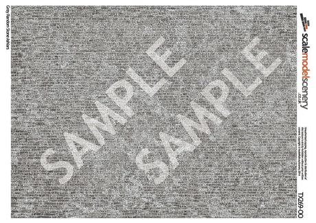 TX269-OO Grey Random Ashlar Stone Brick Texture Paper (Pack of 5) - OO/4mm/1:76