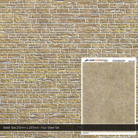 TX271-OO Cotswold Stone Brick Texture Paper (Pack of 5)  - OO/4mm/1:76