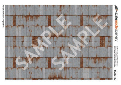 TX280-120 Rusty & Weathered Corrugated Iron Texture Paper (Pack of 5) - TT:120