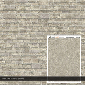 TX285-OO Light Grey Ashlar Stone Texture Paper (Pack of 5) - OO/4mm/1:76