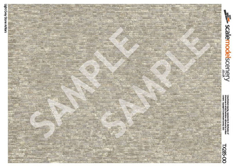 TX285-OO Light Grey Ashlar Stone Texture Paper (Pack of 5) - OO/4mm/1:76