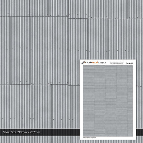 TX288-OO Pristine Irregular Corrugated Iron Texture Paper (Pack of 5) - OO/4mm/1:76