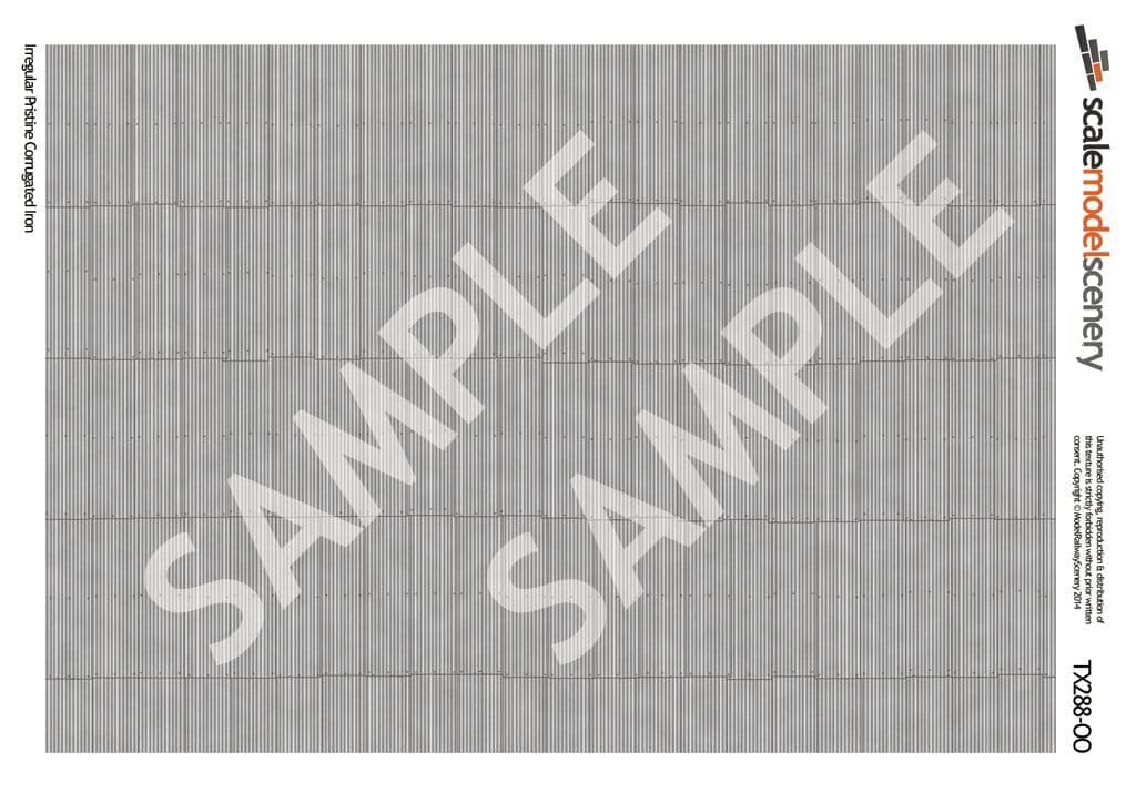 TX288-OO Pristine Irregular Corrugated Iron Texture Paper (Pack of 5) - OO/4mm/1:76