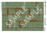 TX291-OO Rusty Green Painted & Weathered Corrugated Iron Texture Paper (Pack of 5) - OO/4mm/1:76