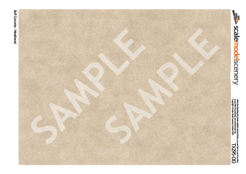 TX295-OO Weathered Buff Concrete Texture Paper (Pack of 5) - OO/4mm/1:76