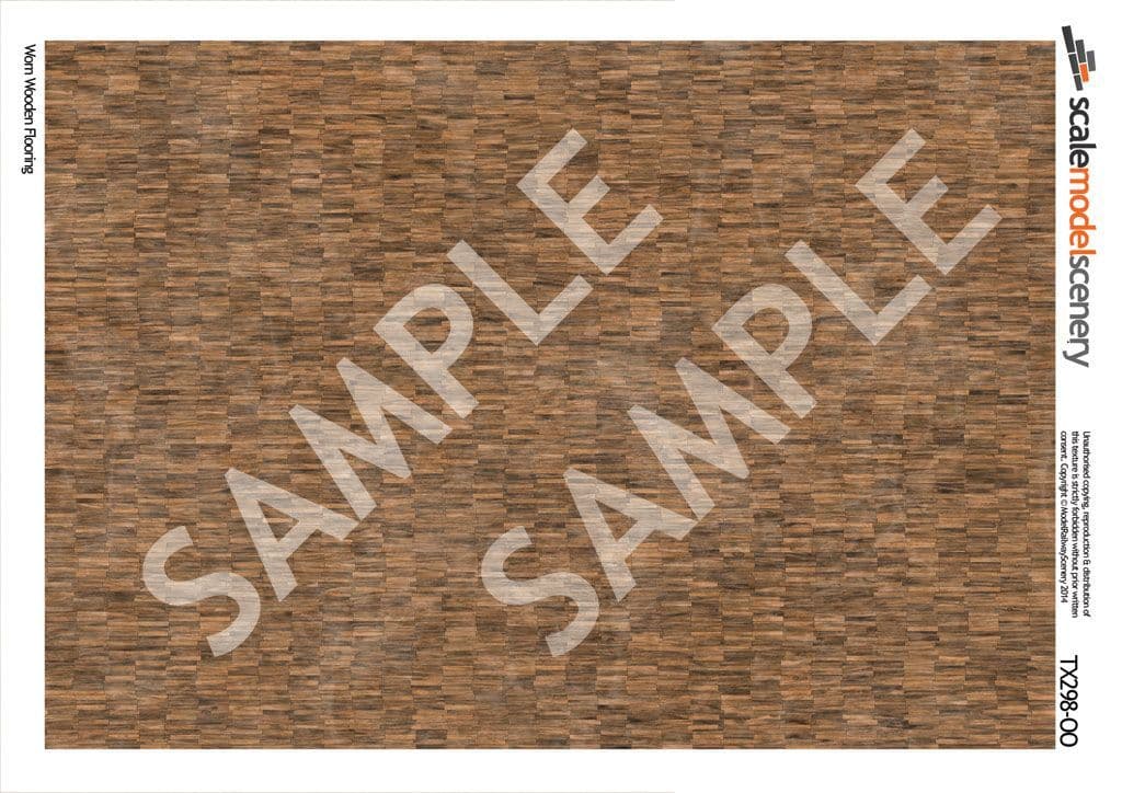 TX298-OO Worn Wooden Flooring Texture Paper (Pack of 5) - OO/4mm/1:76