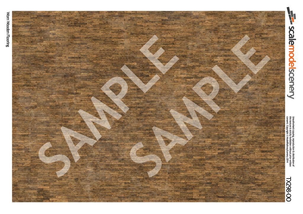 TX298-OO Worn Wooden Flooring Texture Paper (Pack of 5) - OO/4mm/1:76