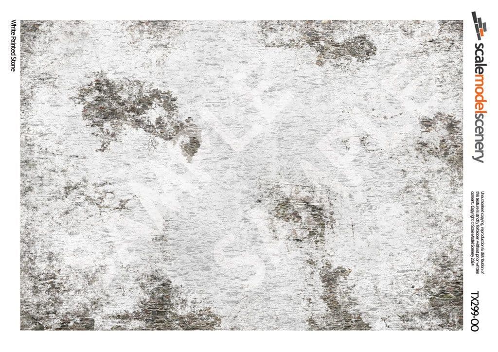 TX299-OO Weathered Whitewashed Stone Texture Paper (Pack of 5) - OO/4mm/1:76