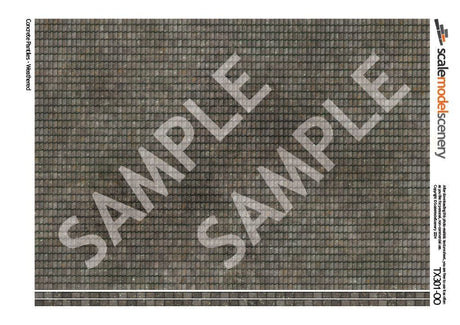 TX301-OO Concrete Pantiles  Roofing Texture Paper (Pack of 5) - OO/4mm/1:76