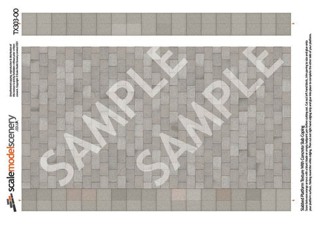TX303-OO Concrete Slab Platform Texture Sheets With Plain Concrete Coping (Pk of 5) OO/4mm/1:76