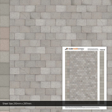 TX303-OO Concrete Slab Platform Texture Sheets With Plain Concrete Coping (Pk of 5) OO/4mm/1:76