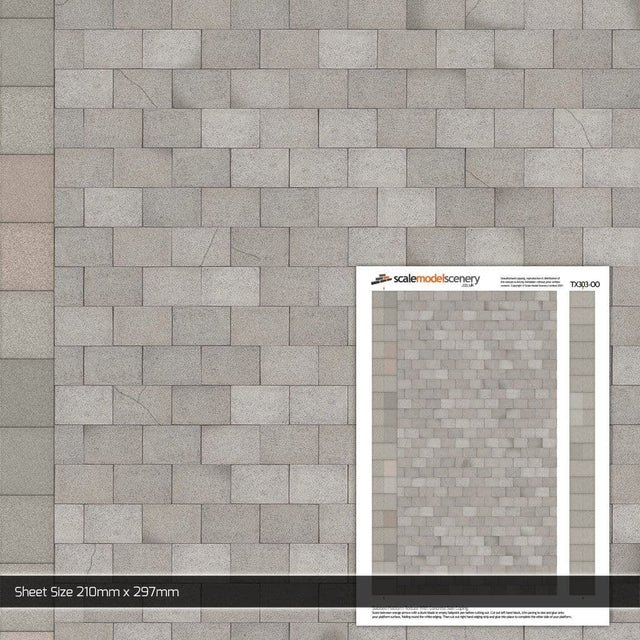 TX303-OO Concrete Slab Platform Texture Sheets With Plain Concrete Coping (Pk of 5) OO/4mm/1:76