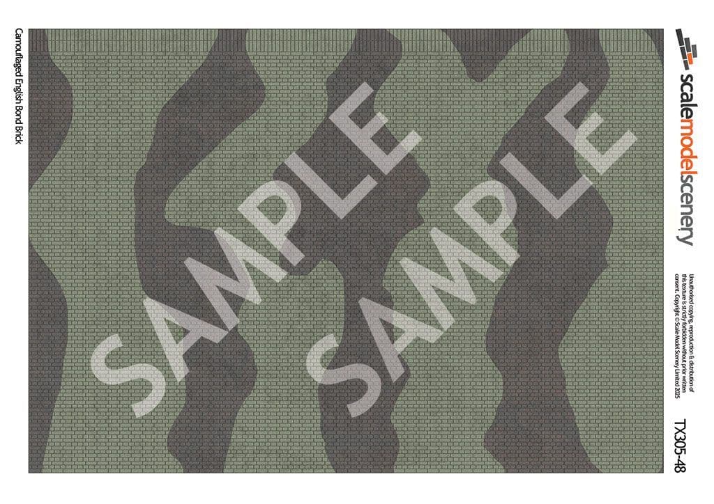 TX305-48 Camouflaged Painted English Bond Brick (Pack of 5) - 1:48 Scale